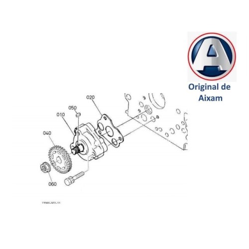 BOMBA DE ACEITE MOTOR KUBOTA Z402 / Z482. K1688513501. NO ORIGINAL