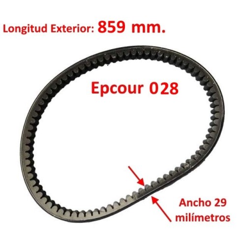 Largo: 859 mm. Ancho: 29 mm. EPCOUR 028.