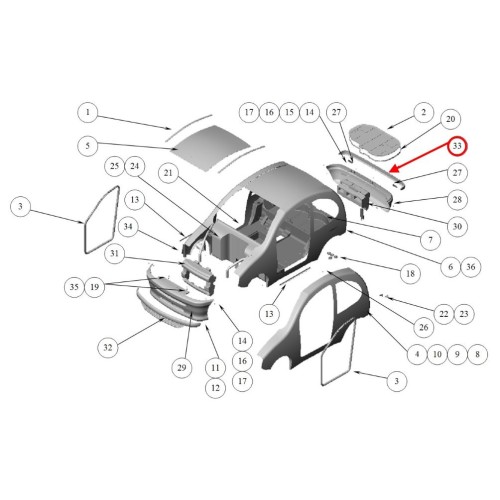 MOLDURA TRASERA DE PARAGOLPES LIGIER NOVA. 0086210